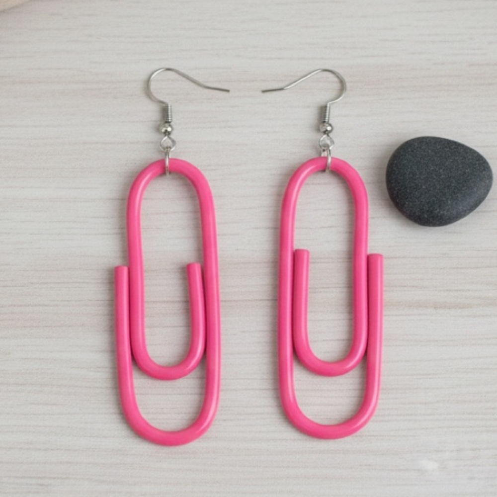 Colorful Paperclip Dangle — Handmade Earrings — Hypoallergenic